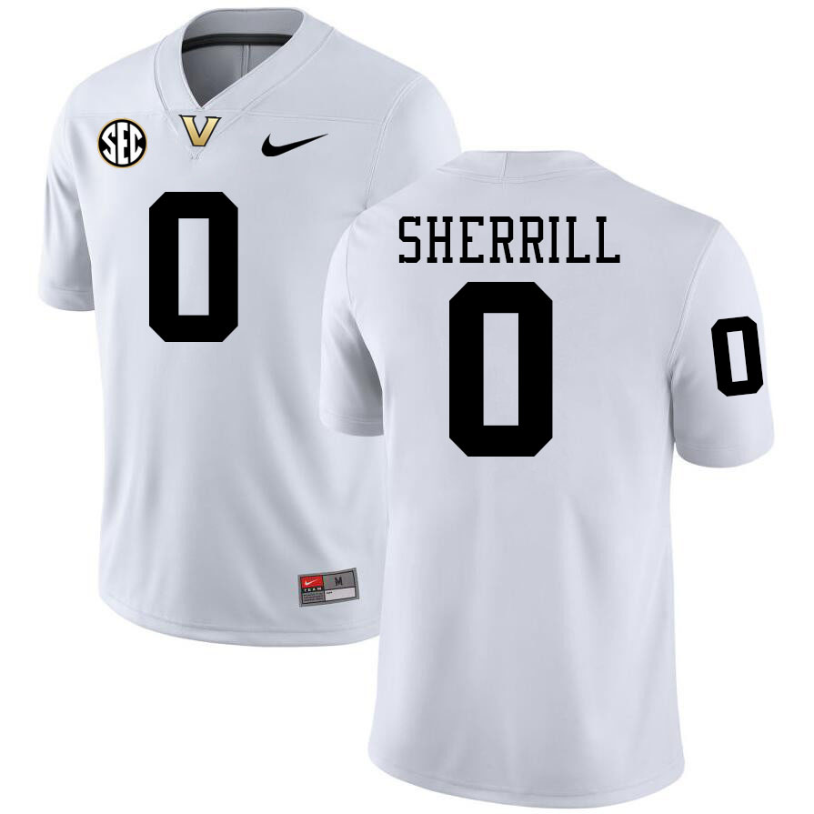 Junior Sherrill Jersey,Vanderbilt Commodores #0 Junior Sherrill Football Jersey,Uniforms-White